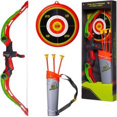 Игрушечное оружие Junfa toys Лук 59см с подсветкой с 3 стрелами, колчаном и мишенью S-00199 лук со стрелами красный/зеленый/серый/черный